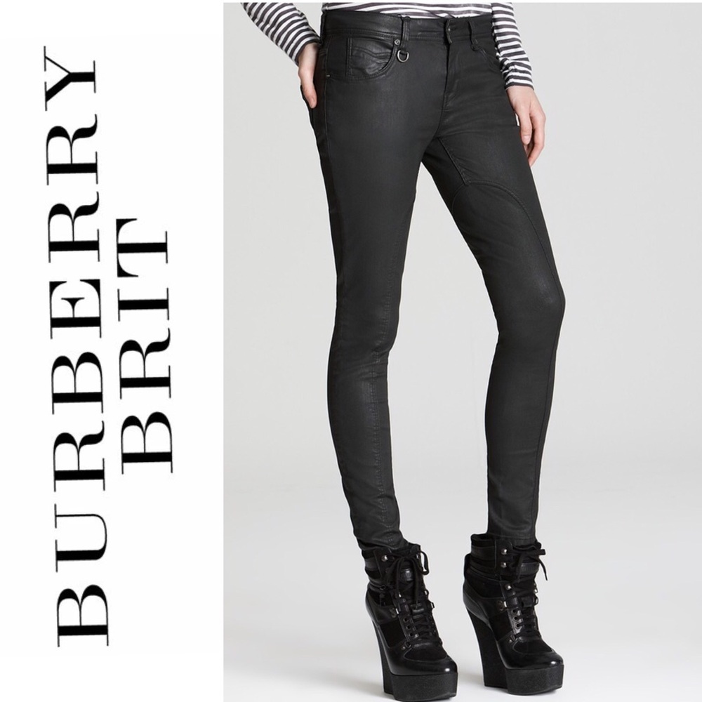Burberry Brit Pilton Waxed Denim Black Moto Jeans